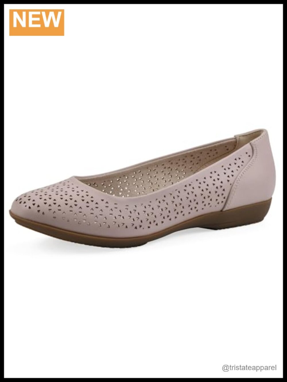 Cindy Cushioned Ballet Flat Perforated Flexible Outsole Round Toe